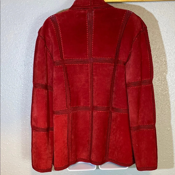 S.M.H Boutique Red Leather Blazer Patchwork Blazer/Jacket - Picture 9 of 10